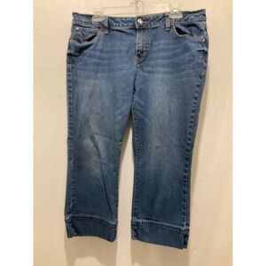Apt 9 Womens Capri Jeans Size 16 Medium Wash Blue Cropped Denim Pants Stretch